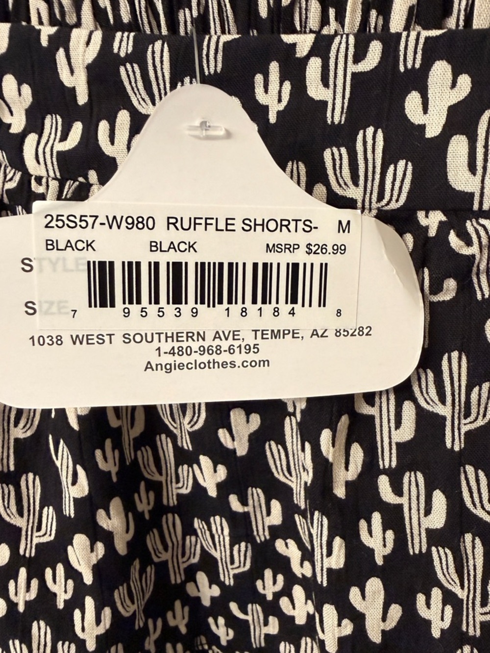 Smocked Ruffle Mini Skirt skort - Black & White cactus - Picture 4 of 4
